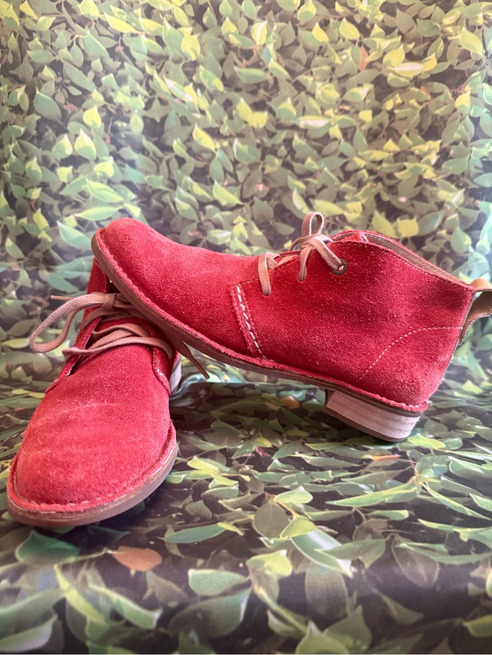 bussola Red Suede Lace-Up Ankle Booties